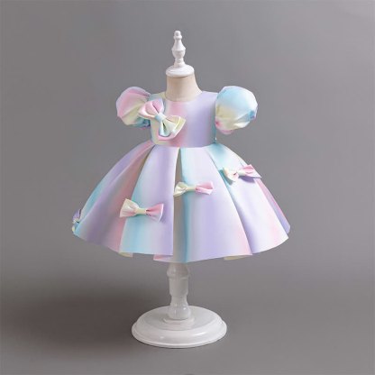 Satin Bow Short sleeve Midi Dresses - image 3