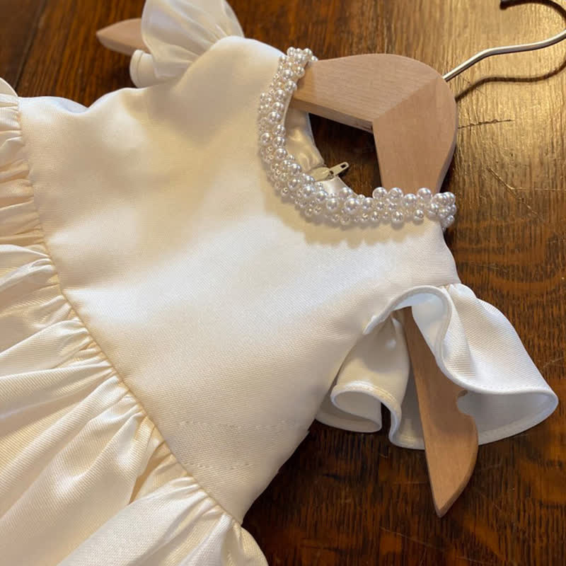 Satin Imitation Pearls Sleeveless Midi Dresses - image 4