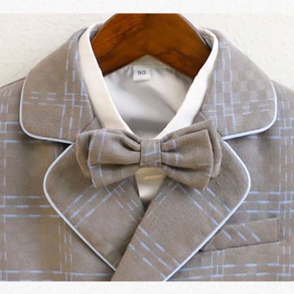 Chemical Fiber Blend Panel Button Pocket Stitching Long Sleeve Regular 5-piece Formal Suit - image 5