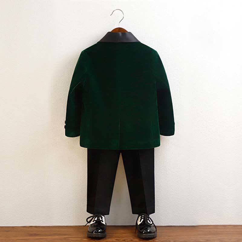 Velvet Button Pocket Stitching Long Sleeve Regular 4-piece Formal Suit - image 15