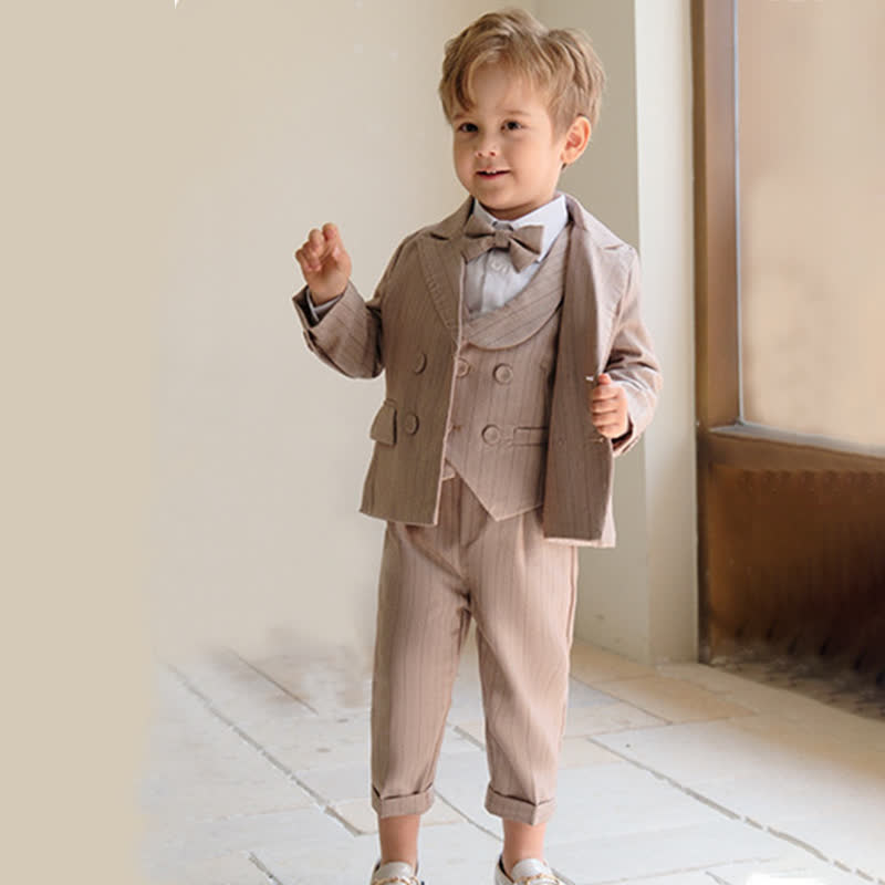 Cotton-blend Button Pocket Stitching Long Sleeve Regular Six-piece Formal Suit - image 2