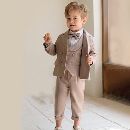 Cotton-blend Button Pocket Stitching Long Sleeve Regular Six-piece Formal Suit - image 2