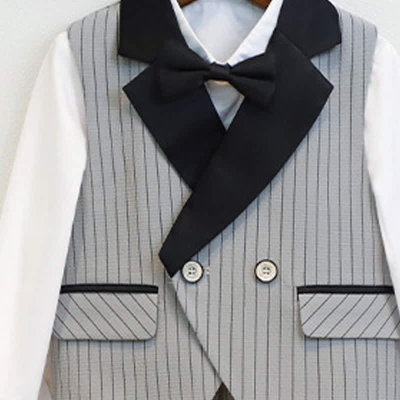 Cotton-blend Button Pocket Stitching Long Sleeve Regular Six-piece Formal Suit - image 2