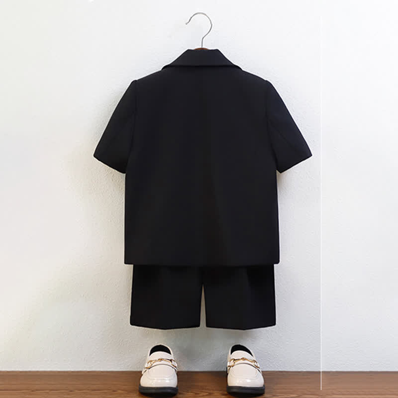 Chemical Fiber Blend Button Pocket Stitching Short Sleeve Shorts Two-piece Set - image 12