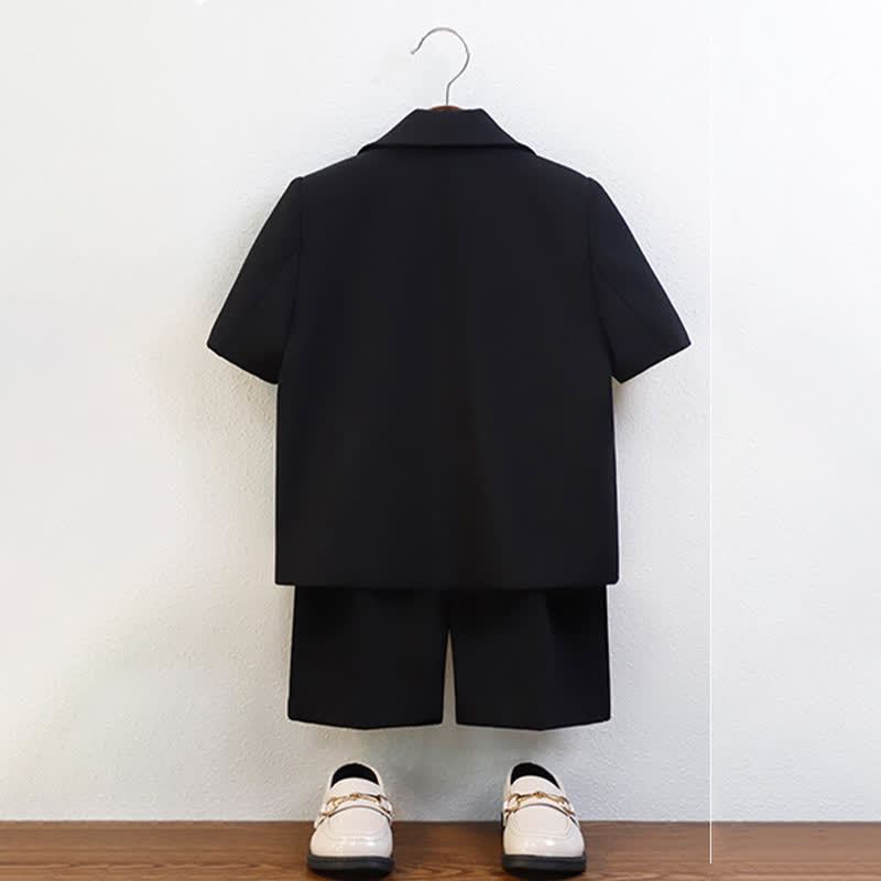 Chemical Fiber Blend Button Pocket Stitching Short Sleeve Shorts Two-piece Set - image 12