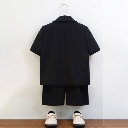 Chemical Fiber Blend Button Pocket Stitching Short Sleeve Shorts Two-piece Set - image 12