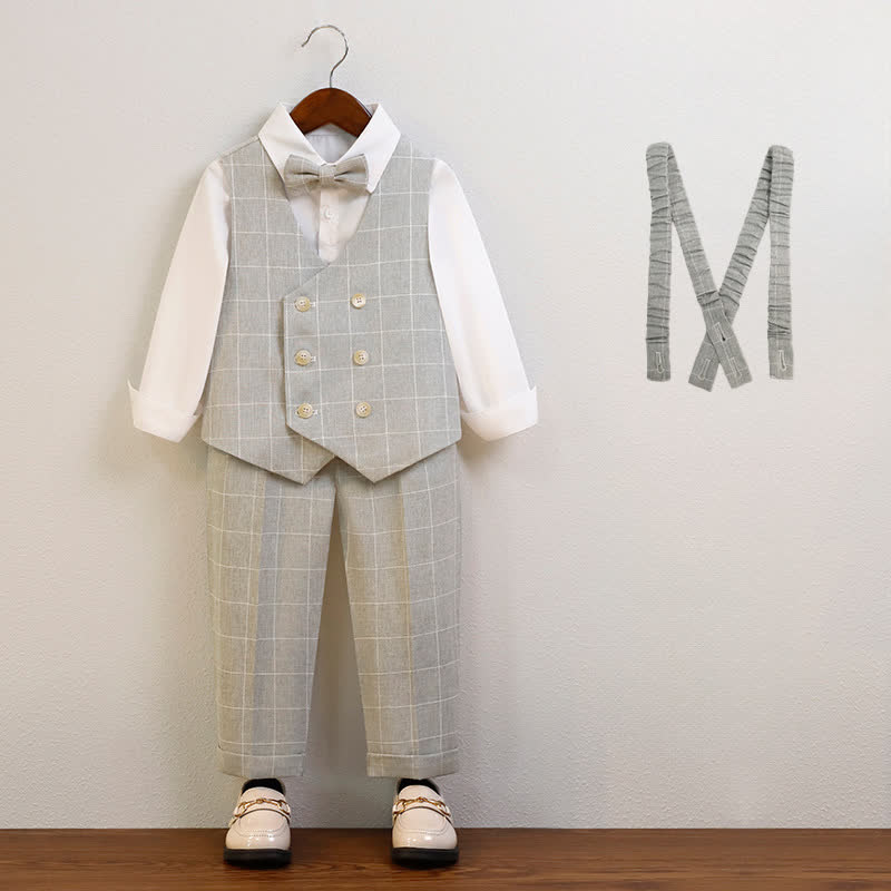 Chemical Fiber Blend Button Long Sleeve Regular 5-piece Formal Suit - Grey - 10-11Y - image 6