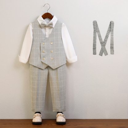 Chemical Fiber Blend Button Long Sleeve Regular 5-piece Formal Suit - Grey - 10-11Y - image 6
