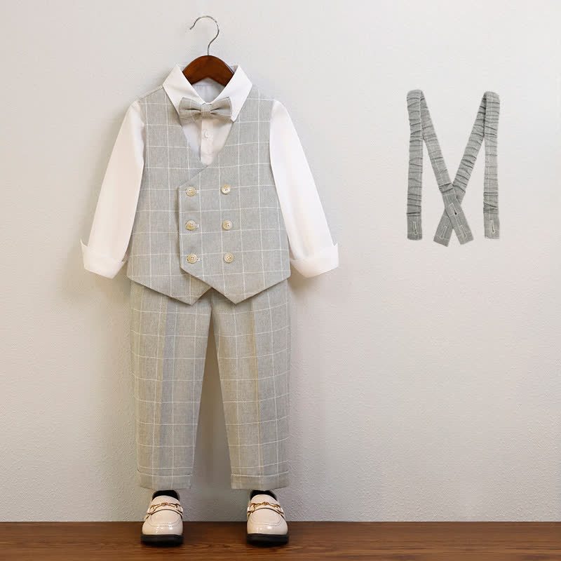 Chemical Fiber Blend Button Long Sleeve Regular 5-piece Formal Suit - Grey - 10-11Y - image 6