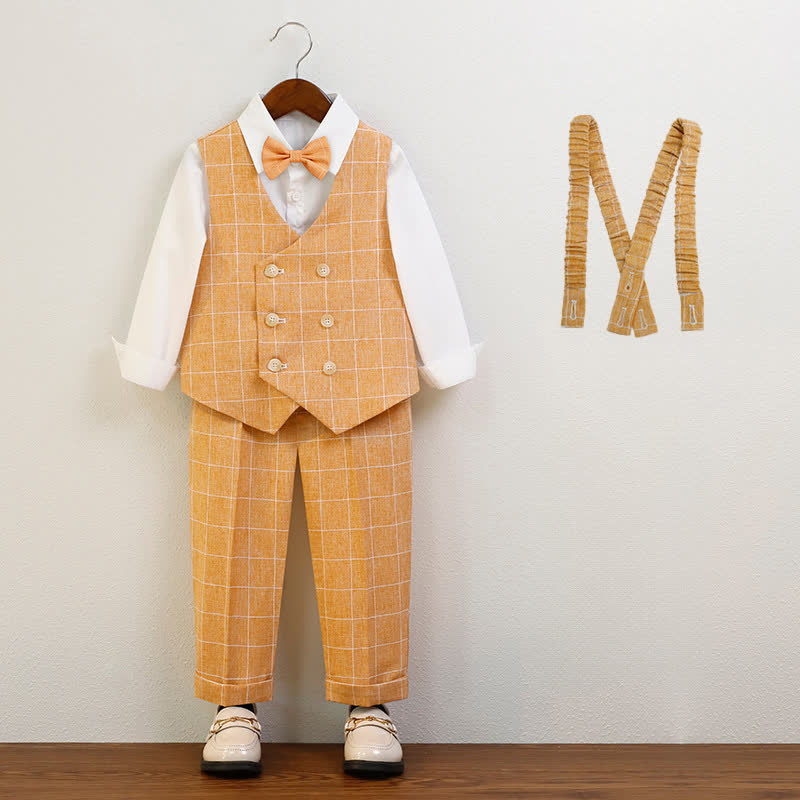 Chemical Fiber Blend Button Long Sleeve Regular 5-piece Formal Suit - Orange - 10-11Y - image 8