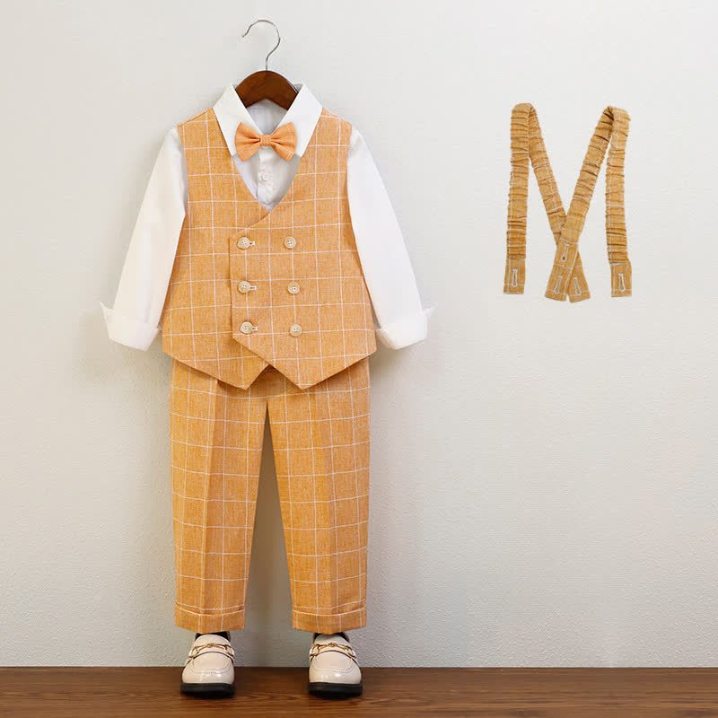 Chemical Fiber Blend Button Long Sleeve Regular 5-piece Formal Suit - Orange - 10-11Y - image 8