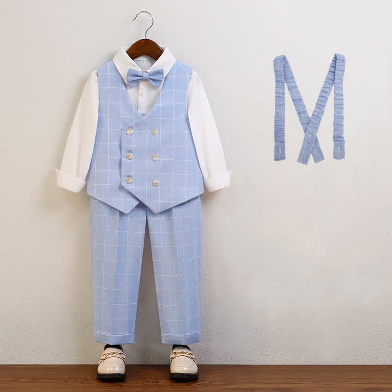 Chemical Fiber Blend Button Long Sleeve Regular 5-piece Formal Suit - Blue - 10-11Y - image 1