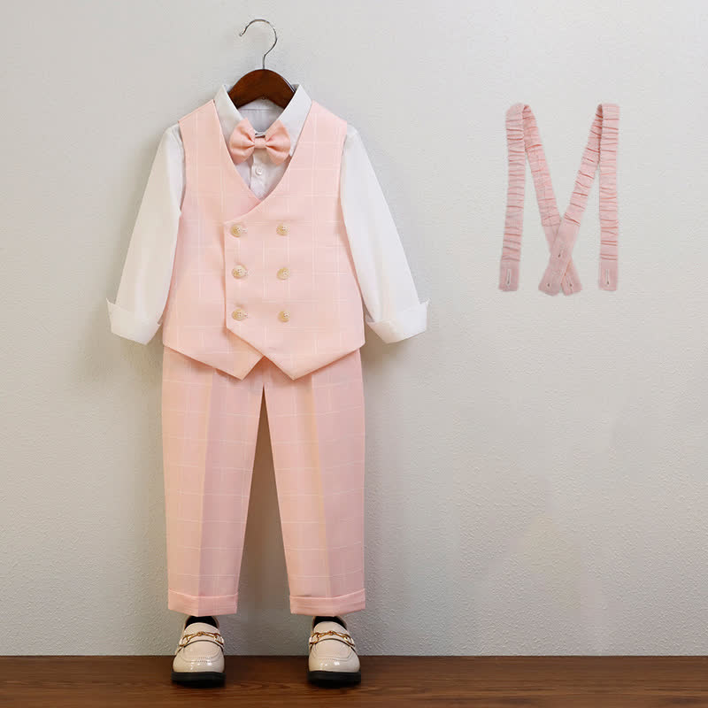 Chemical Fiber Blend Button Long Sleeve Regular 5-piece Formal Suit - Pink - 10-11Y - image 9