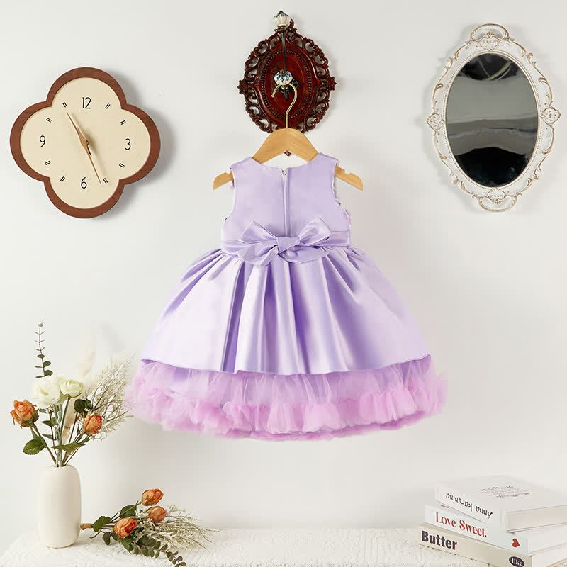 [Archive Sale] Satin & Mesh Bow Sleeveless Mid-long Dresses - image 2