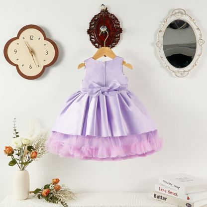 [Archive Sale] Satin & Mesh Bow Sleeveless Mid-long Dresses - image 2