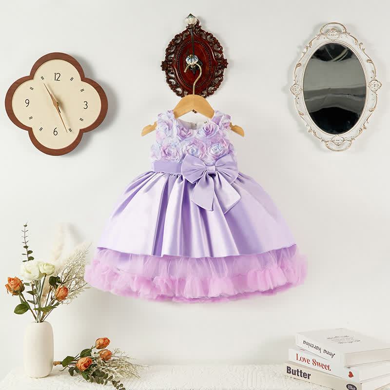 [Archive Sale] Satin & Mesh Bow Sleeveless Mid-long Dresses - image 1