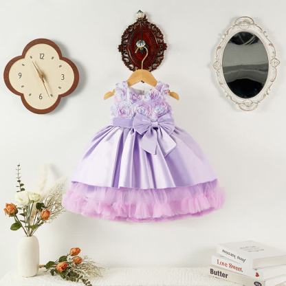 [Archive Sale] Satin & Mesh Bow Sleeveless Mid-long Dresses - image 1