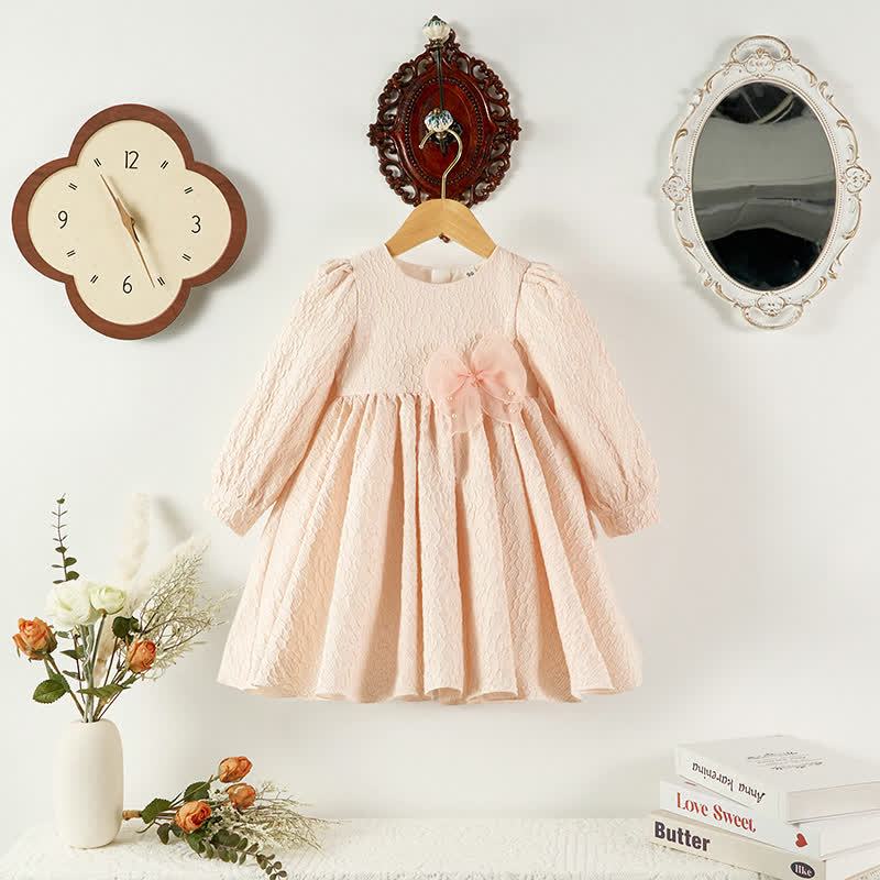 [Archive Sale] Jacquard Bow Long Sleeve Mid-long Dresses - image 3