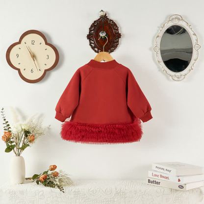 100% Cotton Christmas Snowman Deer Bow Long Sleeve Mid-long Dresses - image 7