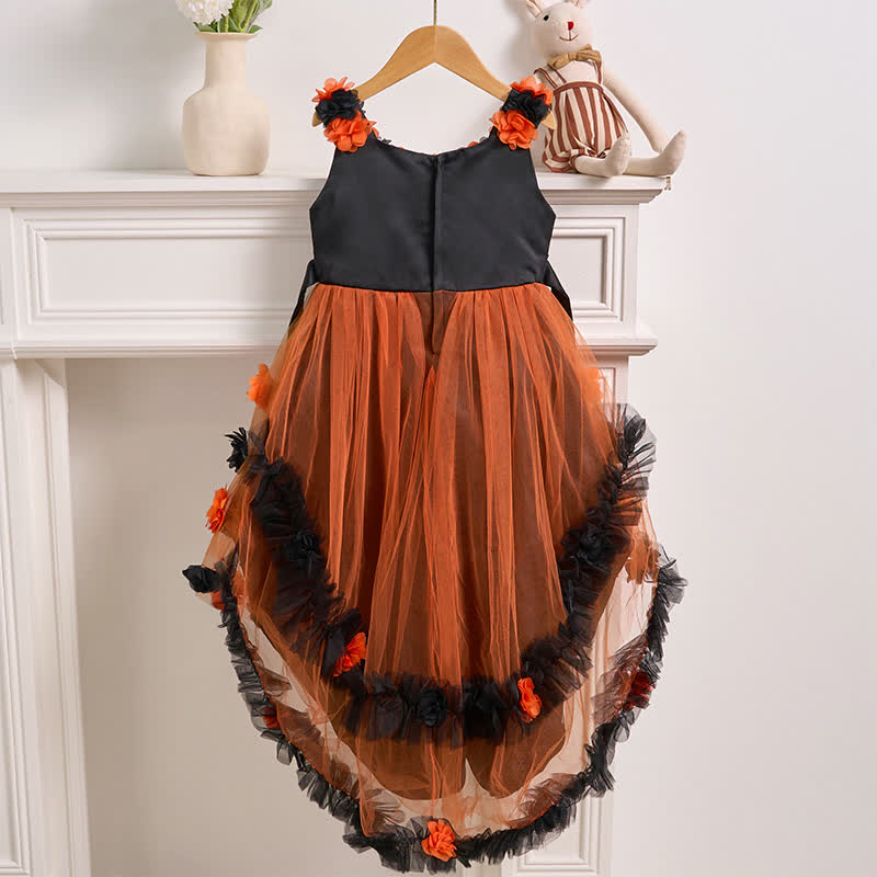 Satin & Mesh Rosette Sleeveless Mid-long Dresses - image 15