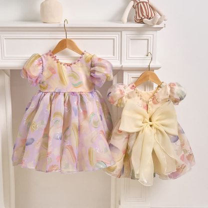 [Archive Sale] Organza Bow Pearl Short sleeve Midi Dresses - image 1