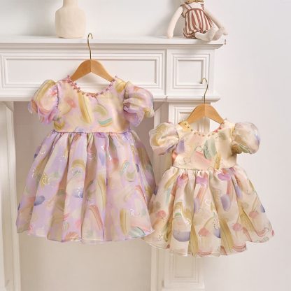 [Archive Sale] Organza Bow Pearl Short sleeve Midi Dresses - image 2