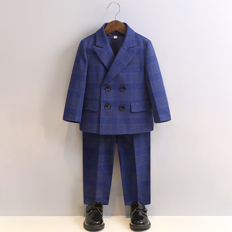 Chemical Fiber Blend Buckle Long Sleeve Regular 5-piece Formal Suit - Blue - 10-11Y - image 1