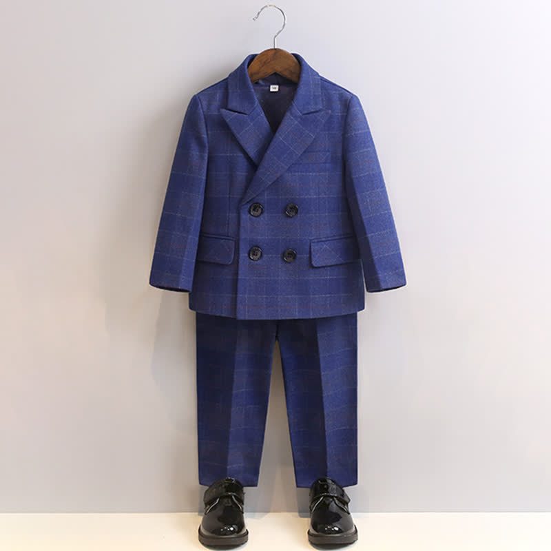 Chemical Fiber Blend Buckle Long Sleeve Regular 5-piece Formal Suit - Blue - 10-11Y - image 1