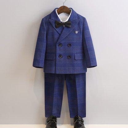 Chemical Fiber Blend Buckle Long Sleeve Regular 5-piece Formal Suit - image 3