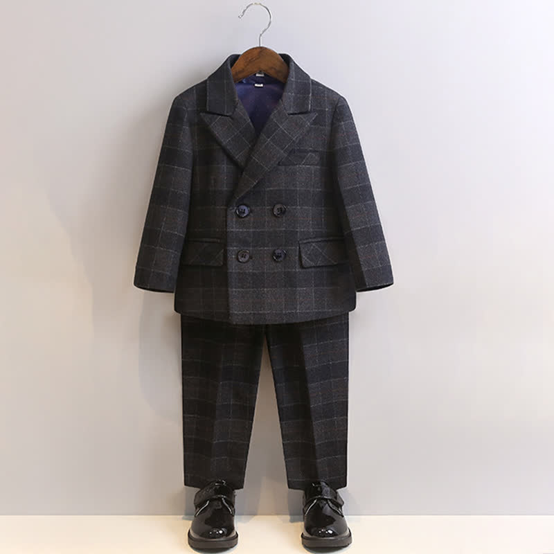 Chemical Fiber Blend Buckle Long Sleeve Regular 5-piece Formal Suit - Black - 10-11Y - image 14