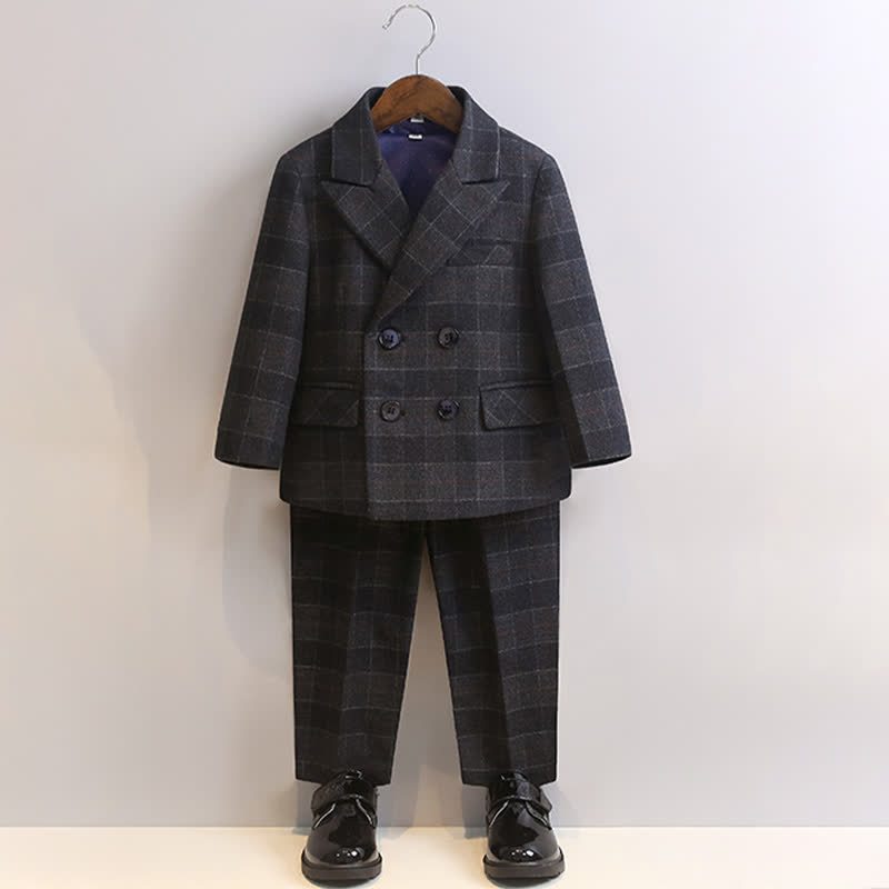 Chemical Fiber Blend Buckle Long Sleeve Regular 5-piece Formal Suit - Black - 10-11Y - image 14