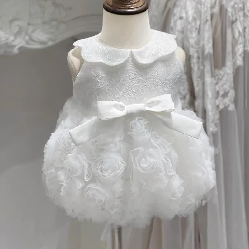 [Archive Sale] Lace  Bow Sleeveless Midi Dresses - White - 1-2Y【80CM】 - image 1