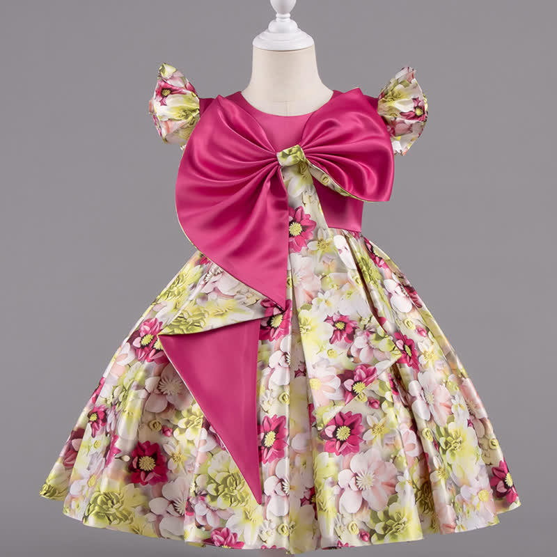 [Archive Sale] Satin Bow Sleeveless Midi Dresses - Pink - 5-6Y【130cm】 - image 1