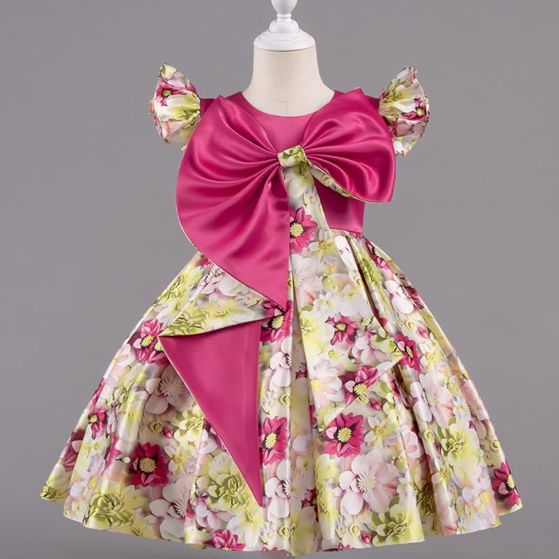 [Archive Sale] Satin Bow Sleeveless Midi Dresses - Pink - 5-6Y【130cm】 - image 1