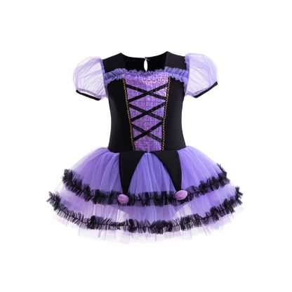 Mesh Split Joint Short Sleeve Midi Dresses - Purple - 7Y - image 1