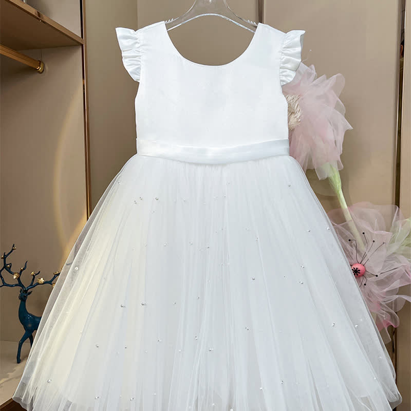 Mesh Bow Sleeveless Midi Dresses - White - 9Y - image 15