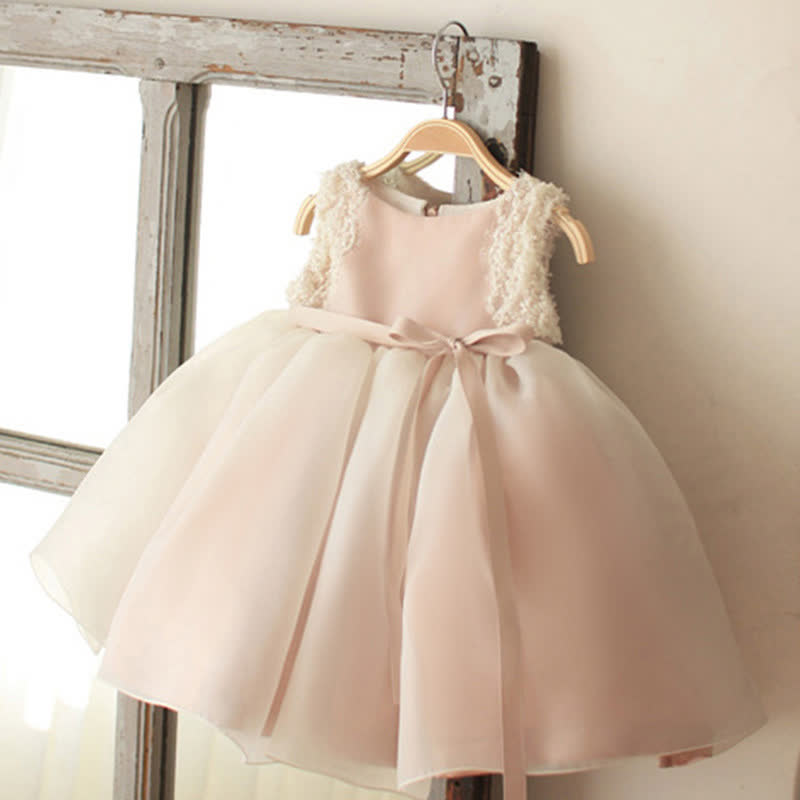 [Archive Sale] Organza Applique Sleeveless Midi Dresses - Pink - 1-2Y【80CM】 - image 1