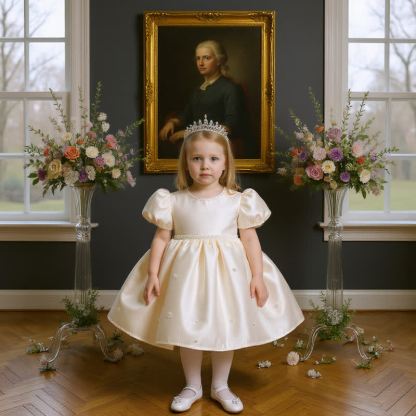 Satin Bow Pearl Short Sleeve Midi Dresses - image 2