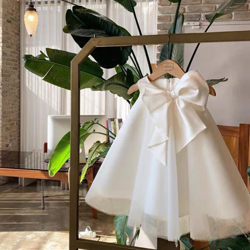 Voile Bow Sleeveless Midi Dresses - White - 8Y - image 8