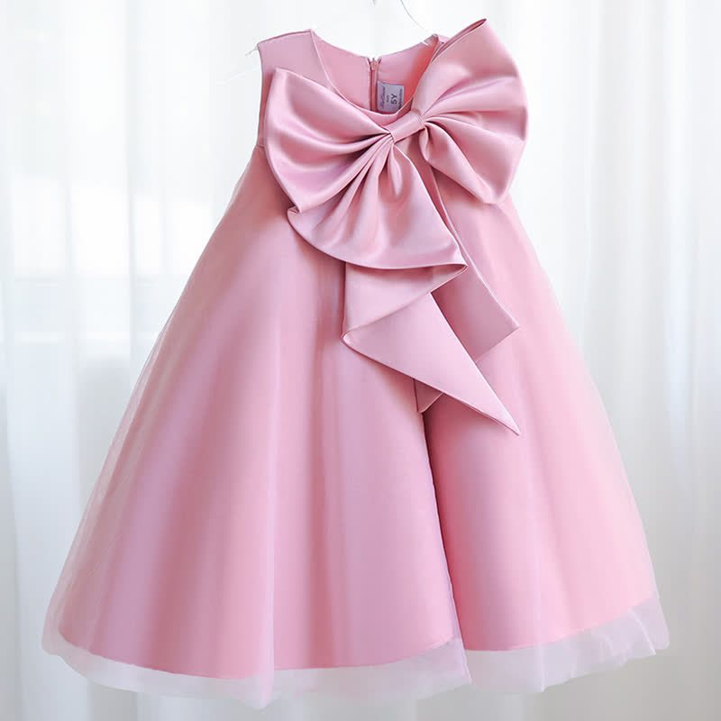 Voile Bow Sleeveless Midi Dresses - Pink - 8Y - image 2