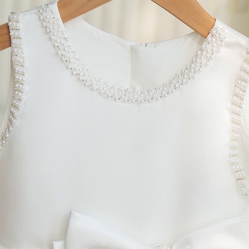 Satin Bow Sleeveless Midi Dresses - image 8