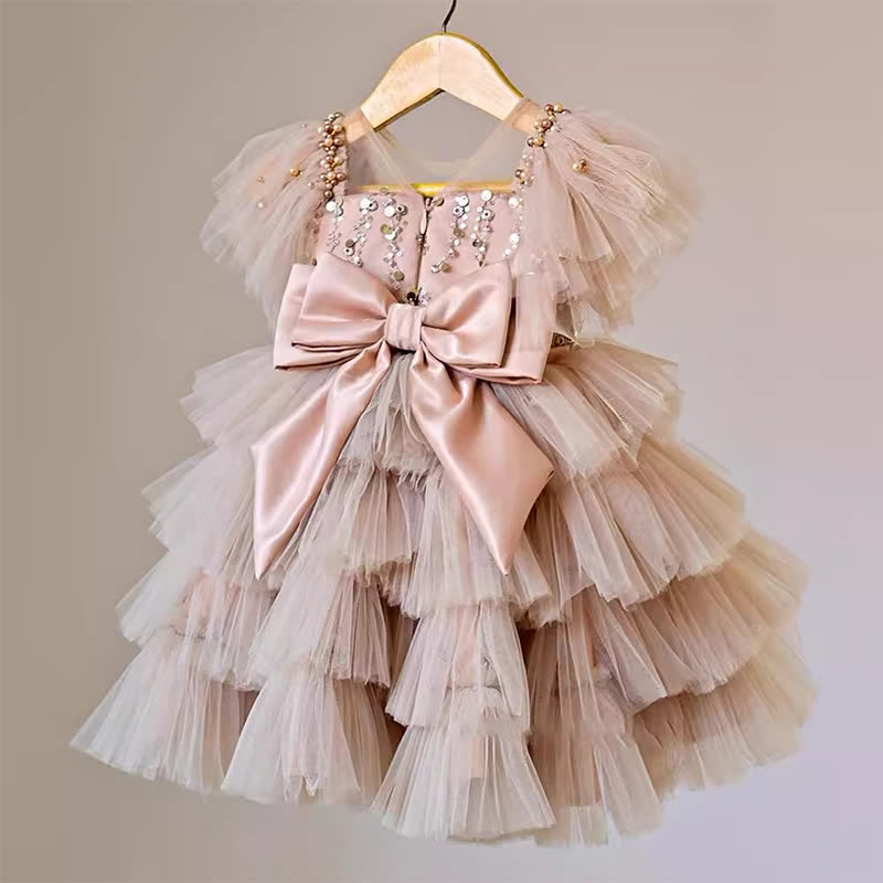 Mesh Tiered Ruffled Short Sleeves Midi Dresses - image 2