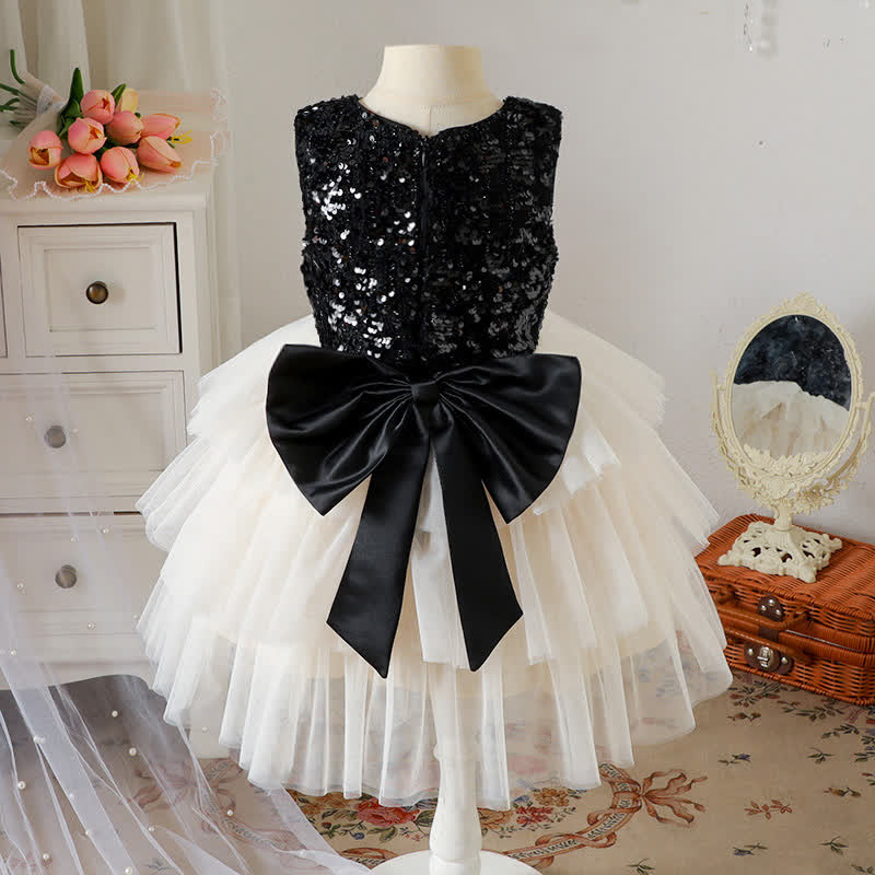 Glitter Bow Tiered Sleeveless Midi Dresses - image 2