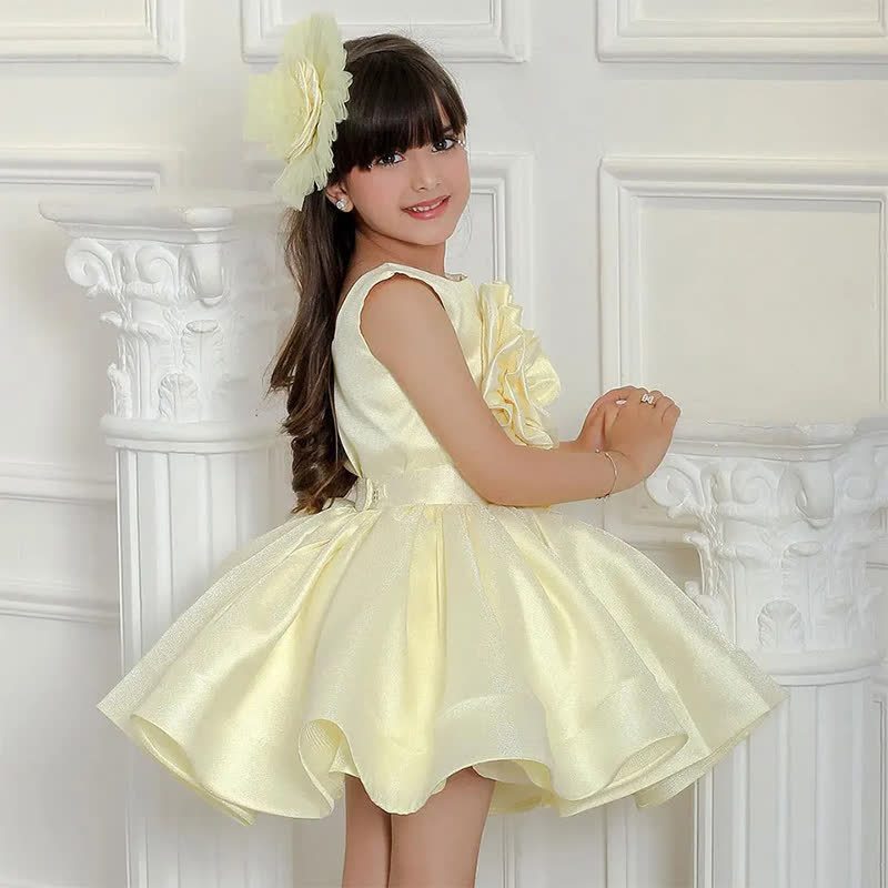Satin Rosette Sleeveless Mid-long Dresses - image 5