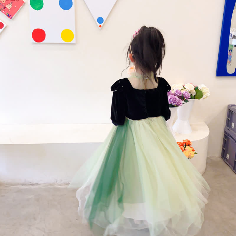 [Archive Sale] Velvet  Mesh Lace-up Long Sleeve Maxi Dresses - image 4