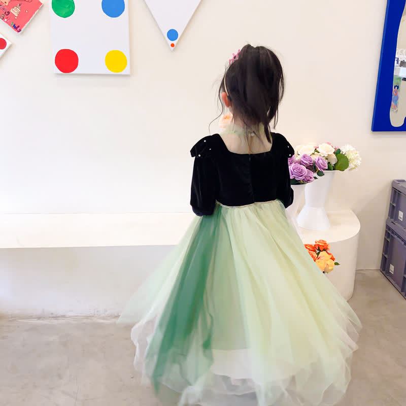 [Archive Sale] Velvet  Mesh Lace-up Long Sleeve Maxi Dresses - image 4