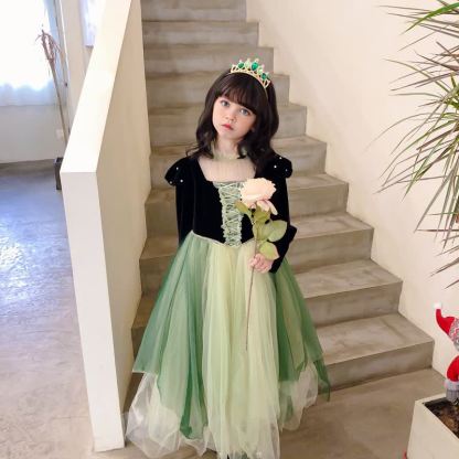 [Archive Sale] Velvet  Mesh Lace-up Long Sleeve Maxi Dresses - image 3