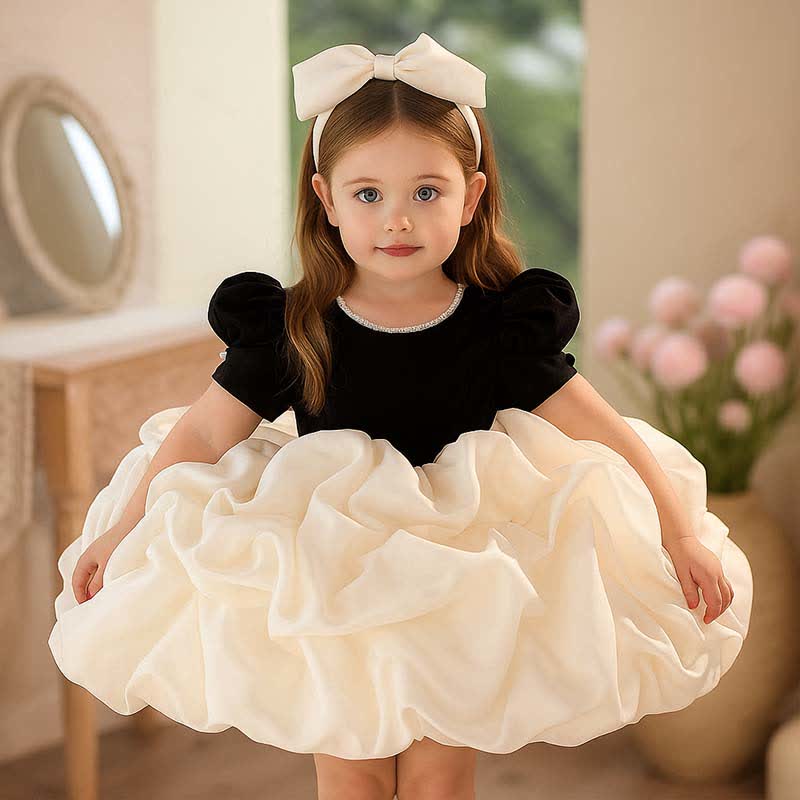 Velvet Folds Short Sleeve Mid-long Dresses - image 5