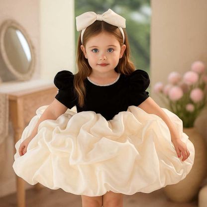 Velvet Folds Short Sleeve Mid-long Dresses - image 5