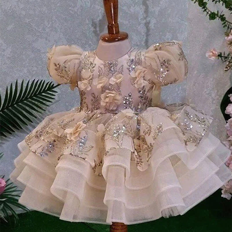 Mesh Bow Rosette Short Sleeve Mid-long Dresses - image 2